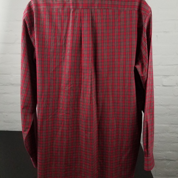 LL Bean Mens Red Plaid Button Down Sz Large Tall - Picture 7 of 8